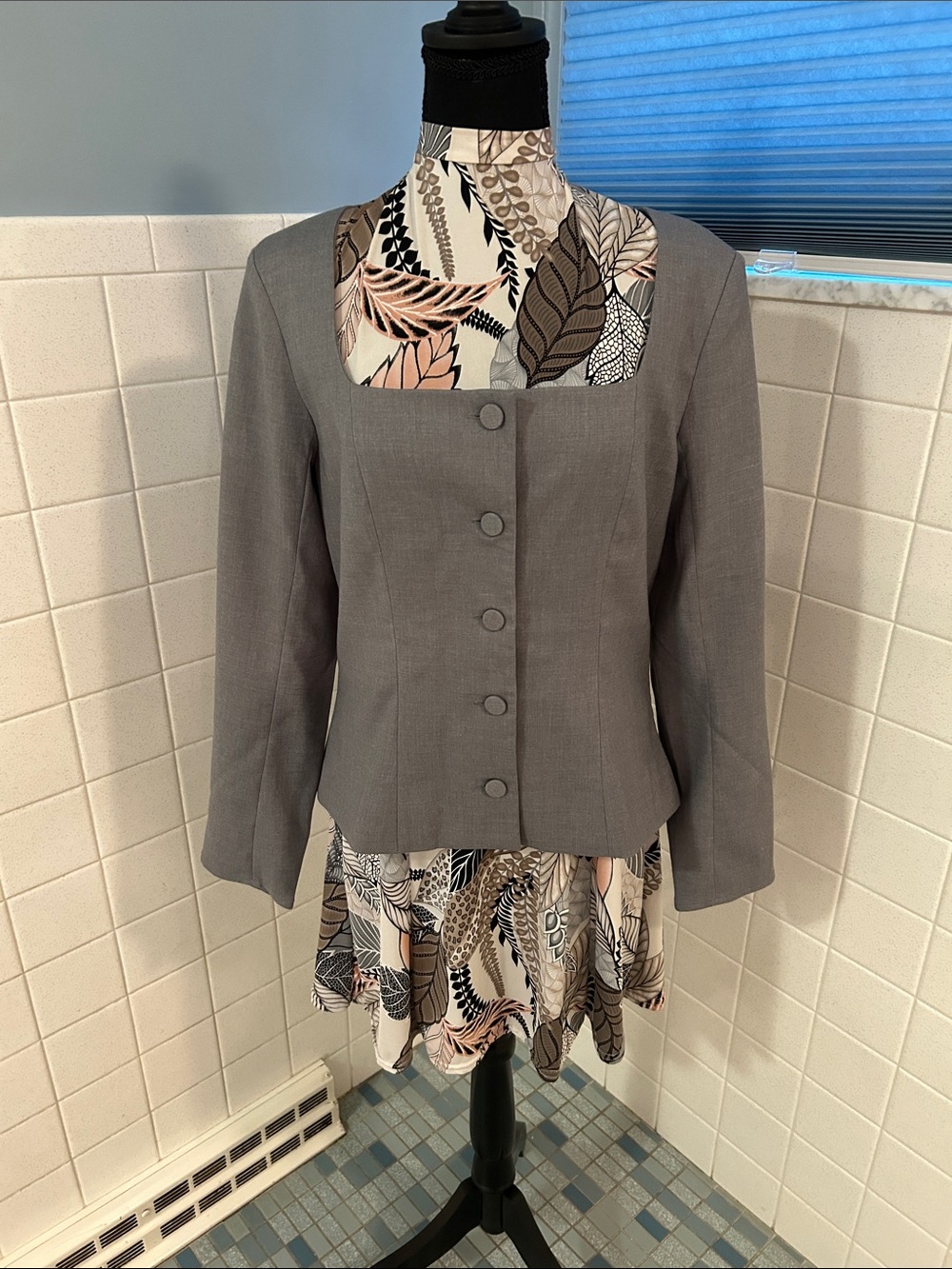 NWOT never worn Abercrombie Women's Gray Square-Neck Button Front Jacket